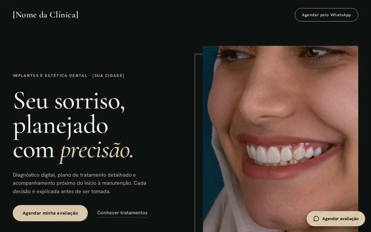 Exemplo de site: Dentista: implantes e estética