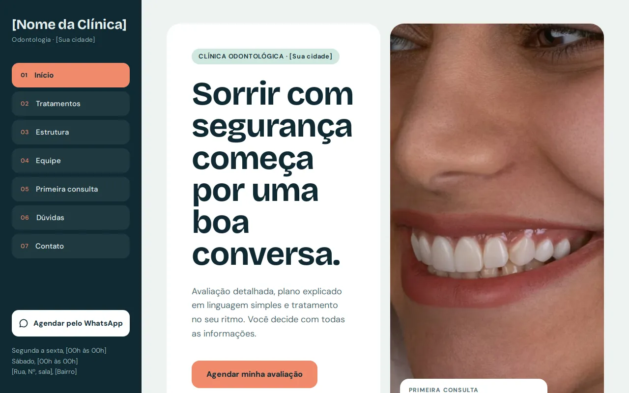 Exemplo de site: Dentista: conversa e segurança