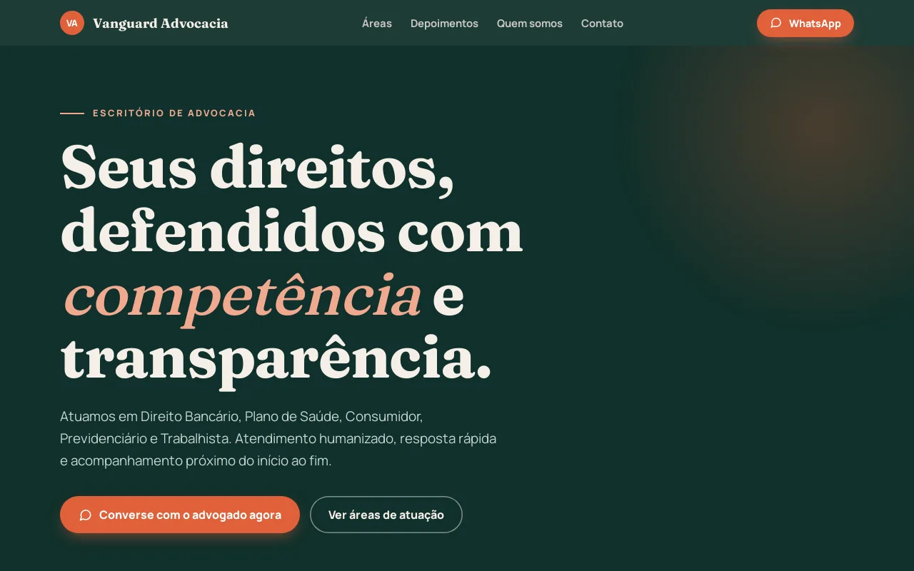 Exemplo de site: Escritório completo: cinco áreas