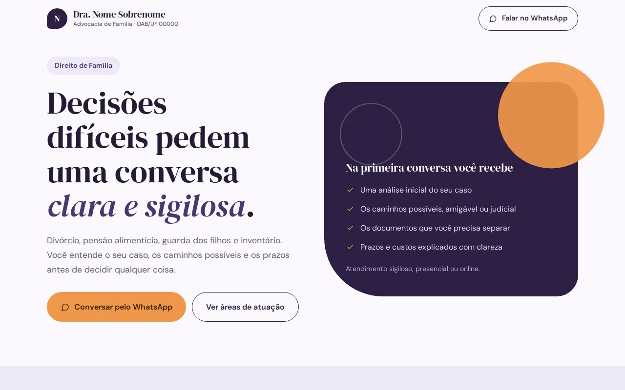 Exemplo de site: Família: layout em duas colunas