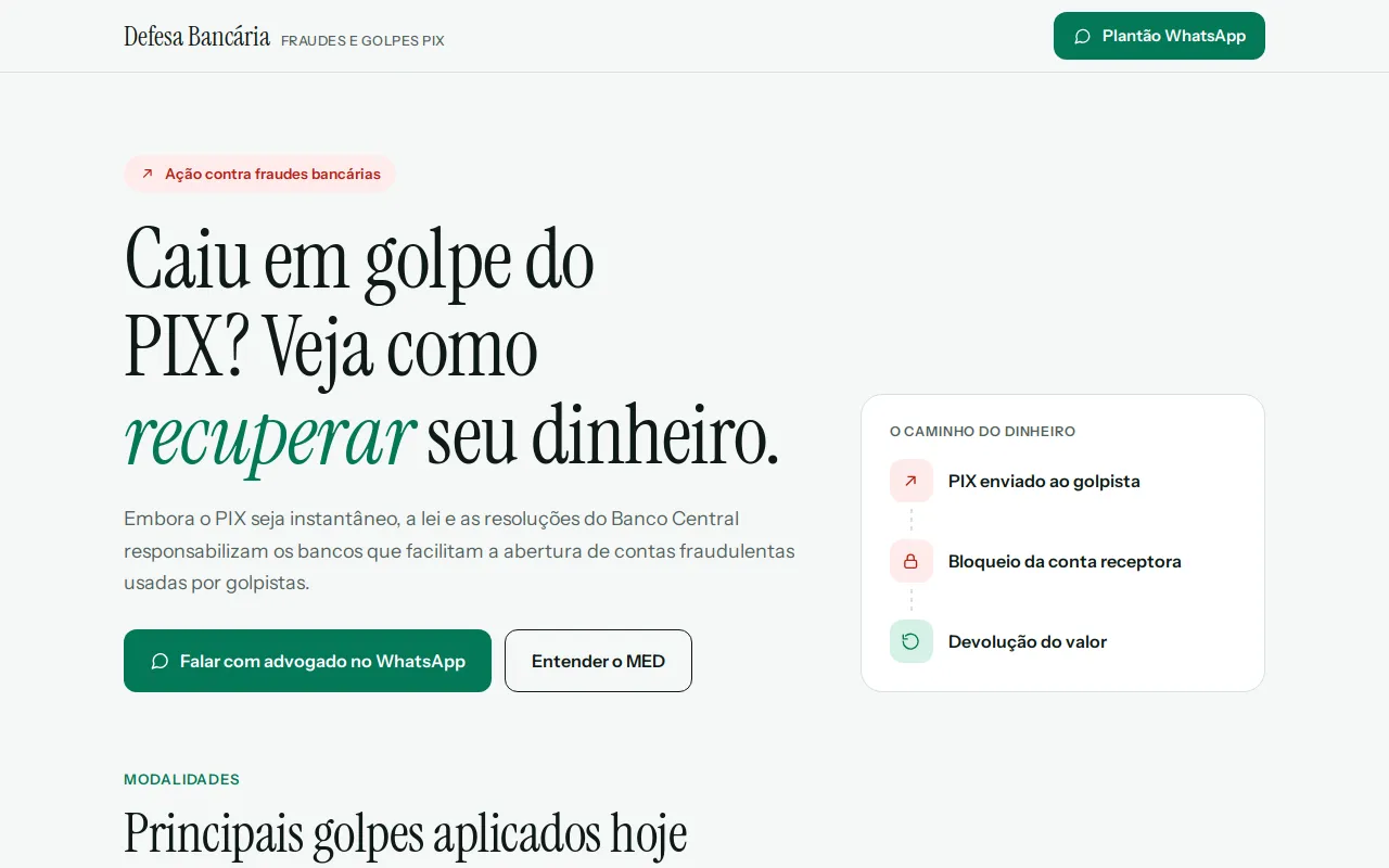 Exemplo de site: Recuperação de PIX