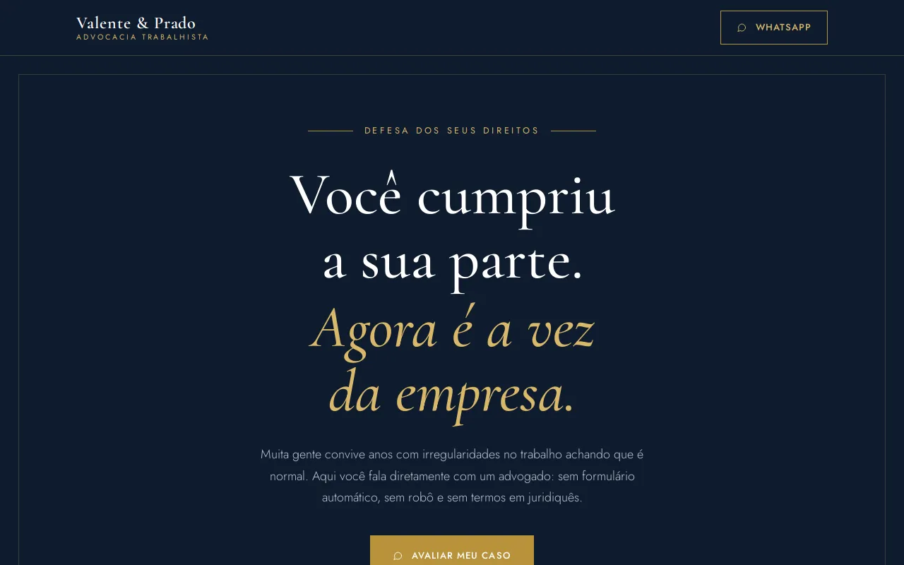 Exemplo de site: Direito do trabalho, versão premium