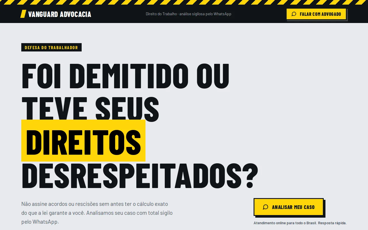 Exemplo de site: Advogado trabalhista